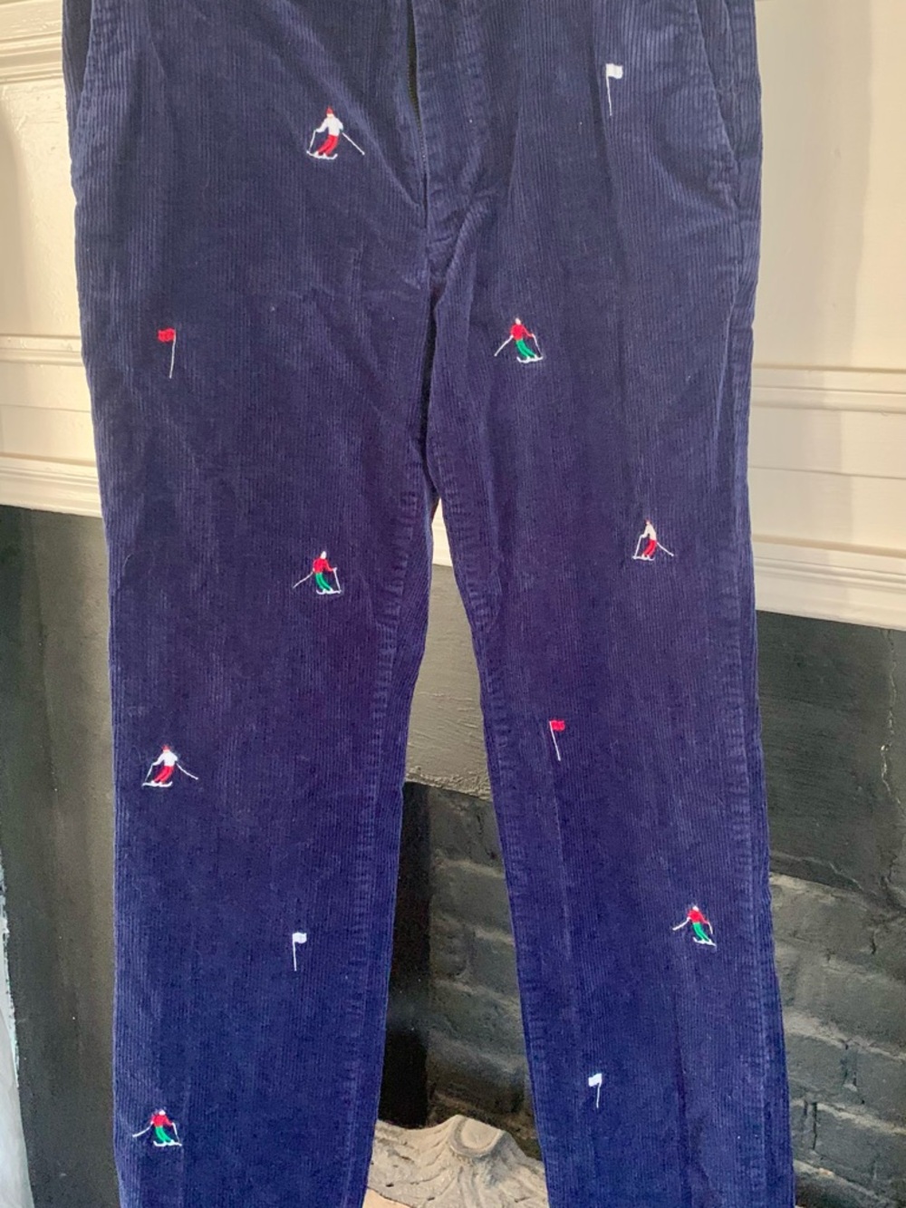 Vineyard Vines Navy Corduroy Pants with Ski Embroidery